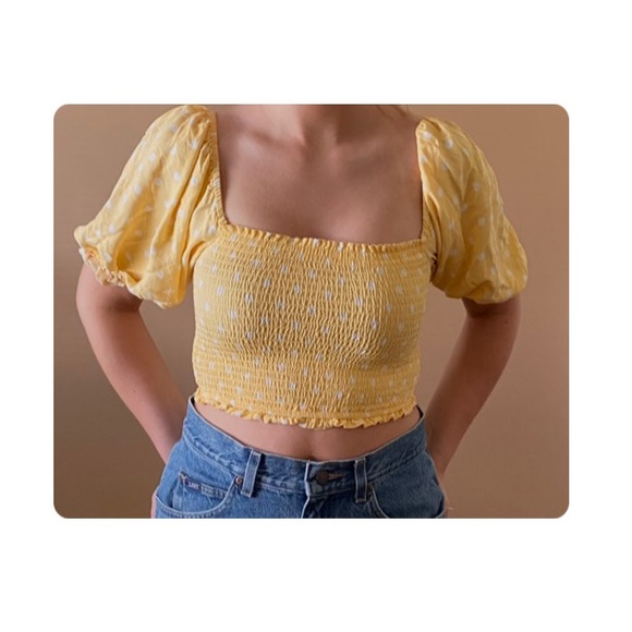 Forever 21 Yellow Polka Dot Top - Picture 2 of 9